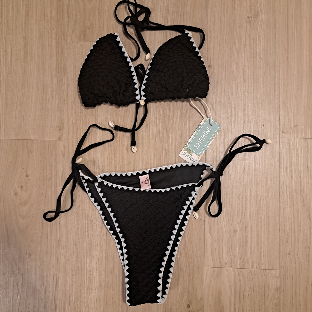 SHEKINI Black and White Women Swim Bikini